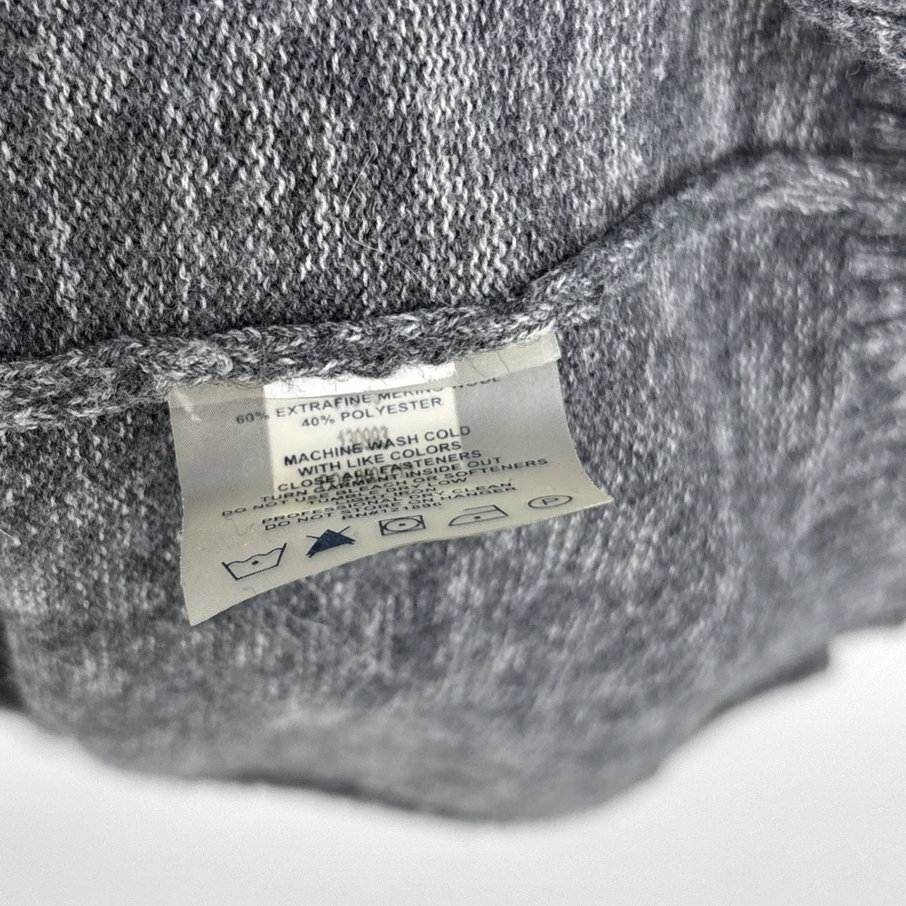 Title Nine Gray Abstract Sleeve Merino Wool Zip Hoodie Sweater Dress Size S FLAW
